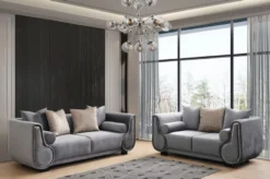 Casa Padrino Luxus 3er Sofa Grau / Silber / Schwarz - Elegantes Wohnzimmer Sofa - Luxus Wohnzimmer Möbel - Luxus Kollektion