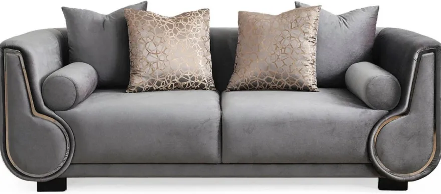 Casa Padrino Luxus 3er Sofa Grau / Silber / Schwarz - Elegantes Wohnzimmer Sofa - Luxus Wohnzimmer Möbel - Luxus Kollektion