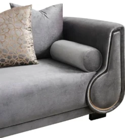 Casa Padrino Luxus 3er Sofa Grau / Silber / Schwarz - Elegantes Wohnzimmer Sofa - Luxus Wohnzimmer Möbel - Luxus Kollektion