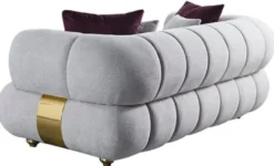 Casa Padrino Luxus 3er Sofa Grau / Gold - Modernes Wohnzimmer Sofa - Moderne Wohnzimmer Möbel - Luxus Kollektion
