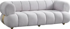 Casa Padrino Luxus 3er Sofa Grau / Gold - Modernes Wohnzimmer Sofa - Moderne Wohnzimmer Möbel - Luxus Kollektion