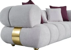 Casa Padrino Luxus 3er Sofa Grau / Gold - Modernes Wohnzimmer Sofa - Moderne Wohnzimmer Möbel - Luxus Kollektion