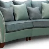 Casa Padrino Luxus 3er Sofa Grün / Blau / Dunkelbraun 290 x 120 x H. 100 cm - Gebogenes Wohnzimmer Sofa - Luxus Wohnzimmer Möbel