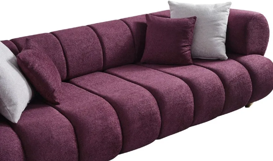 Casa Padrino Luxus 4er Sofa Lila / Gold - Modernes Wohnzimmer Sofa - Moderne Wohnzimmer Möbel - Luxus Kollektion