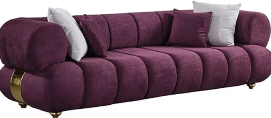 Casa Padrino Luxus 4er Sofa Lila / Gold - Modernes Wohnzimmer Sofa - Moderne Wohnzimmer Möbel - Luxus Kollektion