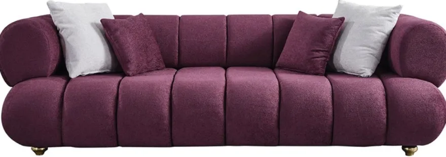 Casa Padrino Luxus 4er Sofa Lila / Gold - Modernes Wohnzimmer Sofa - Moderne Wohnzimmer Möbel - Luxus Kollektion