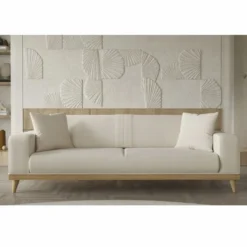 Casa Padrino Luxus 3er Sofa mit verstellbaren Rückenlehnen Creme / Naturfarben 224 cm - Luxus Interior