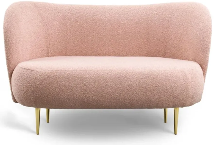 Casa Padrino Luxus 2er Sofa Rosa / Gold 130 x 72 x H. 80 cm - Wohnzimmer Sofa mit gebogener Rückenlehne - Wohnzimmer Möbel - Luxus Möbel - Wohnzimmer Einrichtung - Luxus Einrichtung