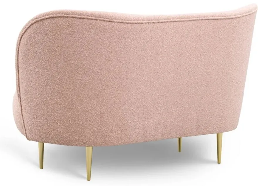 Casa Padrino Luxus 2er Sofa Rosa / Gold 130 x 72 x H. 80 cm - Wohnzimmer Sofa mit gebogener Rückenlehne - Wohnzimmer Möbel - Luxus Möbel - Wohnzimmer Einrichtung - Luxus Einrichtung