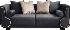 Casa Padrino Luxus 3er Sofa Schwarz / Silber - Elegantes Wohnzimmer Sofa - Luxus Wohnzimmer Möbel - Luxus Kollektion