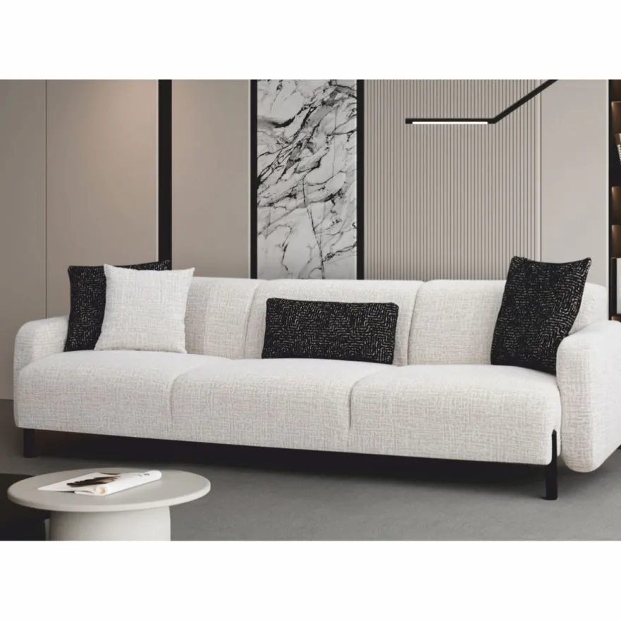 Casa Padrino Luxus 4er Sofa Weiß / Schwarz 280 cm - Wohzimmer & Hotel Möbel