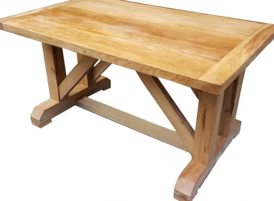 Casa Padrino Luxus Esstisch aus massivem Eichenholz 150 x 90 x 76 cm - Schwere Ausführung