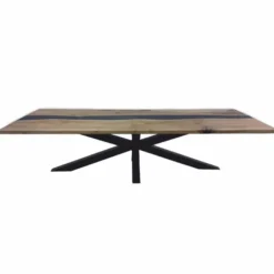 Casa Padrino Luxus Esstisch Braun / Schwarz 200 cm - Küchentisch mit Epoxidharz