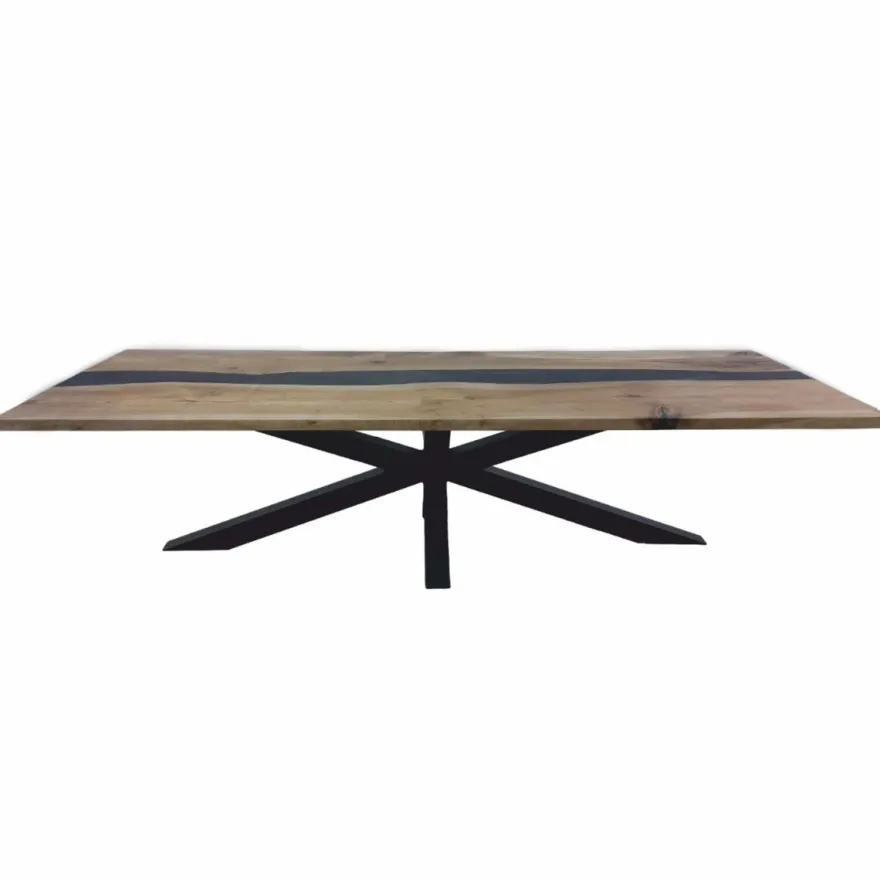 Casa Padrino Luxus Esstisch Braun / Schwarz 200 cm - Küchentisch mit Epoxidharz