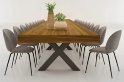 Casa Padrino Luxus Esstisch Braun / Schwarz 200-494 x 110 x H. 77 cm - Ausziehbarer Massivholz Konferenztisch - Esszimmer Möbel - Büro Möbel - Massivholz Möbel - Luxus Möbel