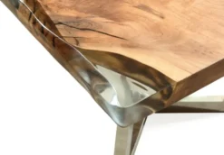 Casa Padrino Luxus Esstisch Braun / Silber 230 x 100 x H. 76 cm - Rechteckiger Küchentisch mit Epoxiharz - Esszimmer Möbel - Epoxiharz Möbel - Luxus Möbel