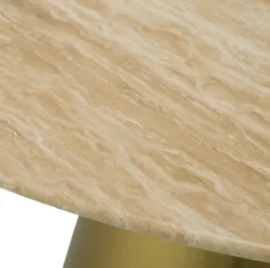Casa Padrino Luxus Esstisch Beige / Messing Ø 120 cm - Luxus Esszimmer Möbel