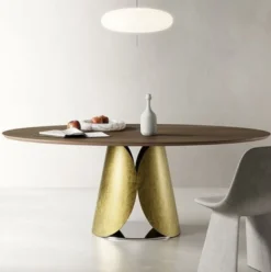 Casa Padrino Luxus Esstisch Braun / Gold / Silber 200 cm - Made in Italy