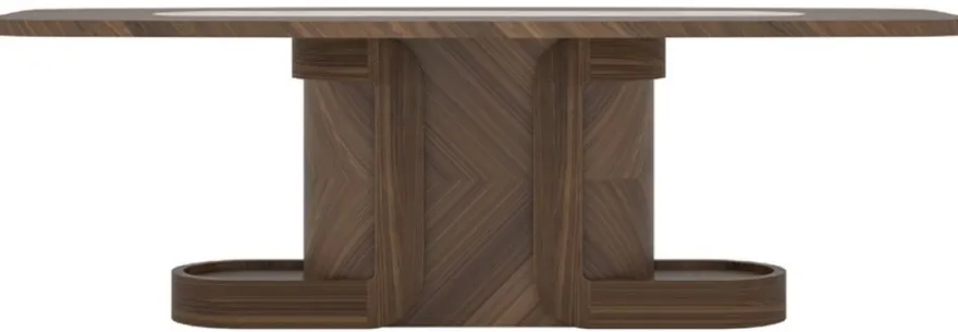 Casa Padrino Luxus Esstisch Braun / Beige 240 x 100 x H. 80 cm - Massivholz Esszimmertisch mit Marmorplatte - Esszimmer Möbel - Luxus Möbel - Luxus Esszimmer Einrichtung