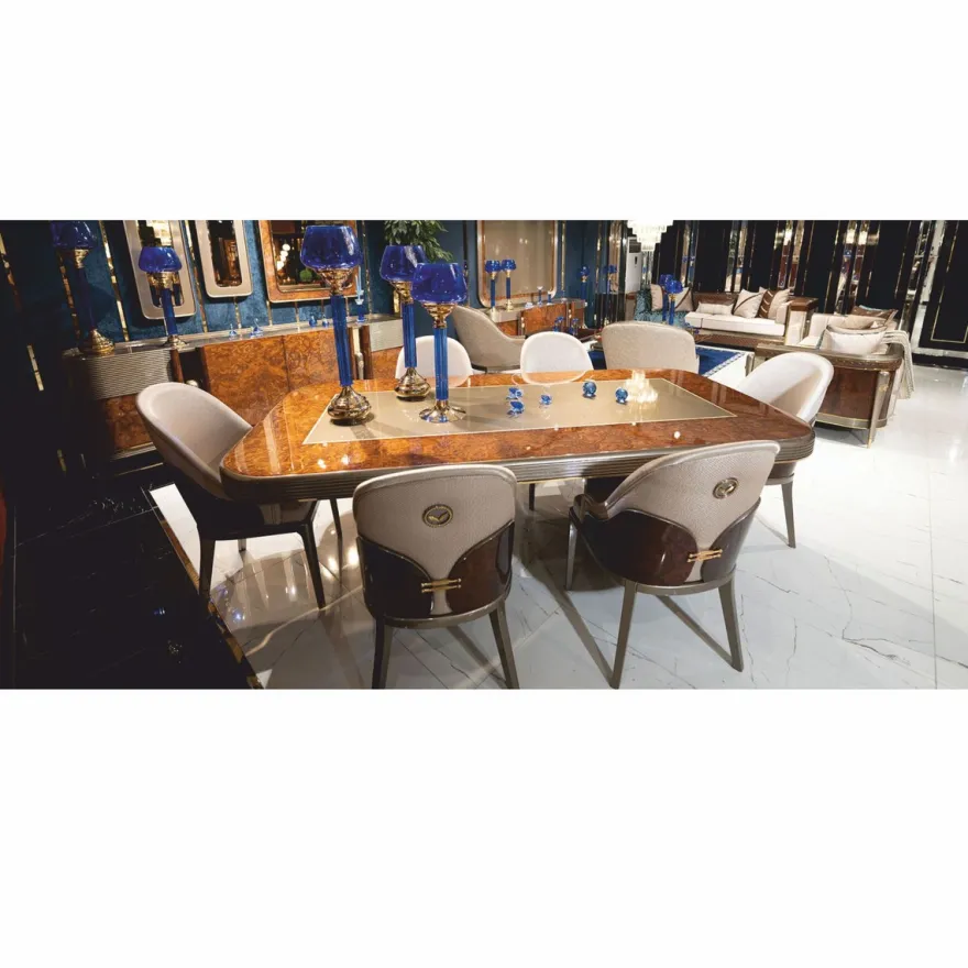 Casa Padrino Luxus Esstisch Braun / Gold / Grau 240 cm - Esszimmer Möbel