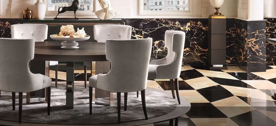 Casa Padrino Luxus Esstisch Dunkelbraun / Messing Ø 160 x H. 76 cm - Runder Massivholz Esszimmertisch - Italienische Luxus Esszimmer Möbel - Luxus Einrichtung - Luxus Qualität - Made in Italy