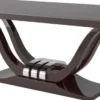 Casa Padrino Luxus Esstisch Dunkelbraun / Silber 220 x 110 x H. 77 cm - Edler Esszimmertisch - Massivholz Küchentisch - Luxus Esszimmer Möbel