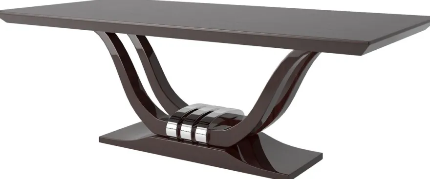 Casa Padrino Luxus Esstisch Dunkelbraun / Silber 220 x 110 x H. 77 cm - Edler Esszimmertisch - Massivholz Küchentisch - Luxus Esszimmer Möbel