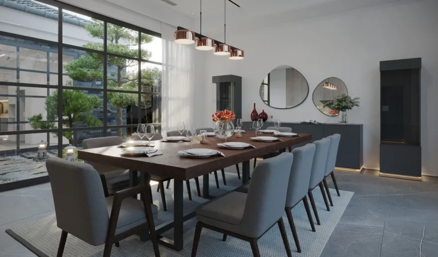 Casa Padrino Luxus Esstisch Dunkelbraun / Dunkelgrau - Verschiedene Größen - Rechteckiger Küchentisch mit Massivholz Tischplatte und Metall Beinen - Esszimmer Möbel - Küchen Möbel - Luxus Möbel
