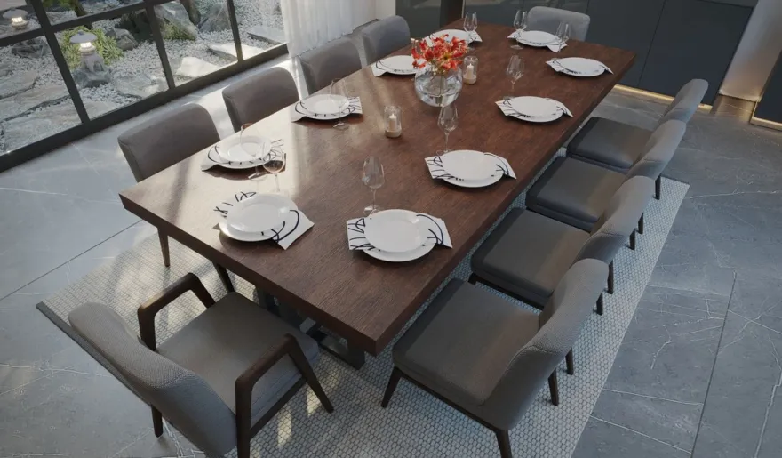 Casa Padrino Luxus Esstisch Dunkelbraun / Dunkelgrau - Verschiedene Größen - Rechteckiger Küchentisch mit Massivholz Tischplatte und Metall Beinen - Esszimmer Möbel - Küchen Möbel - Luxus Möbel