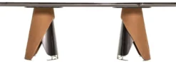 Casa Padrino Luxus Esstisch Dunkelbraun / Grau / Hellbraun / Gold 240 x 113 x H. 79,5 cm - Massivholz Esszimmertisch mit Tischplatte in Marmoroptik - Esszimmer Möbel - Luxus Möbel