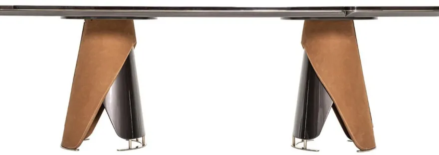 Casa Padrino Luxus Esstisch Dunkelbraun / Grau / Hellbraun / Gold 240 x 113 x H. 79,5 cm - Massivholz Esszimmertisch mit Tischplatte in Marmoroptik - Esszimmer Möbel - Luxus Möbel