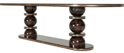 Casa Padrino Luxus Esstisch Dunkelbraun / Messing 240 x 110 x H. 76 cm - Ovaler Massivholz Esszimmertisch - Esszimmer Möbel - Luxus Möbel