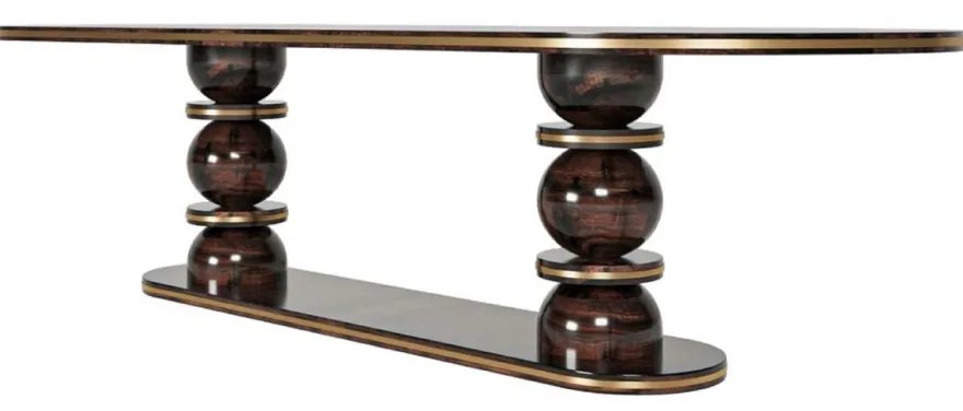 Casa Padrino Luxus Esstisch Dunkelbraun / Messing 240 x 110 x H. 76 cm - Ovaler Massivholz Esszimmertisch - Esszimmer Möbel - Luxus Möbel
