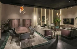 Casa Padrino Luxus Esstisch Grau / Gold 252 x 112 x H. 79 cm - Massivholz Esszimmertisch - Esszimmer Möbel - Luxus Möbel - Luxus Einrichtung