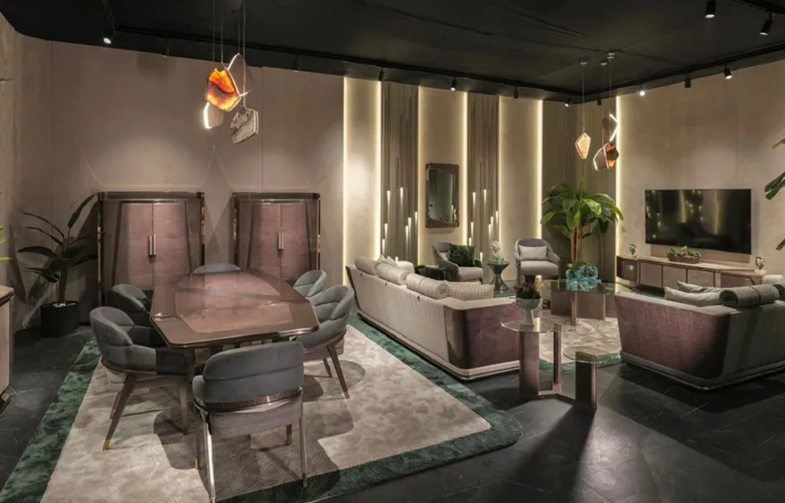 Casa Padrino Luxus Esstisch Grau / Gold 252 x 112 x H. 79 cm - Massivholz Esszimmertisch - Esszimmer Möbel - Luxus Möbel - Luxus Einrichtung