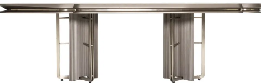 Casa Padrino Luxus Esstisch Grau / Silber 251 cm - Luxus Esszimmer Möbel