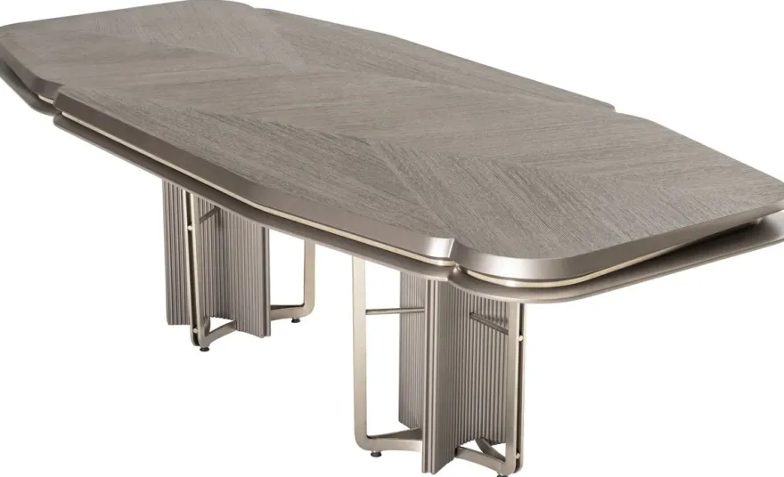 Casa Padrino Luxus Esstisch Grau / Silber 251 cm - Luxus Esszimmer Möbel