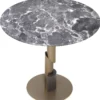 Casa Padrino Luxus Esstisch Grau / Messingfarben / Dunkelbraun Ø 85 x H. 76 cm - Runder Esszimmertisch mit Marmorplatte - Esszimmer Möbel - Luxus Qualität