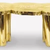 Casa Padrino Luxus Esstisch Gold 270 x 133 x H. 76 cm - Moderner massiver Metall Küchentisch - Luxus Esszimmer Möbel - Luxus Qualität