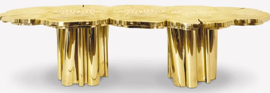 Casa Padrino Luxus Esstisch Gold 270 x 133 x H. 76 cm - Moderner massiver Metall Küchentisch - Luxus Esszimmer Möbel - Luxus Qualität