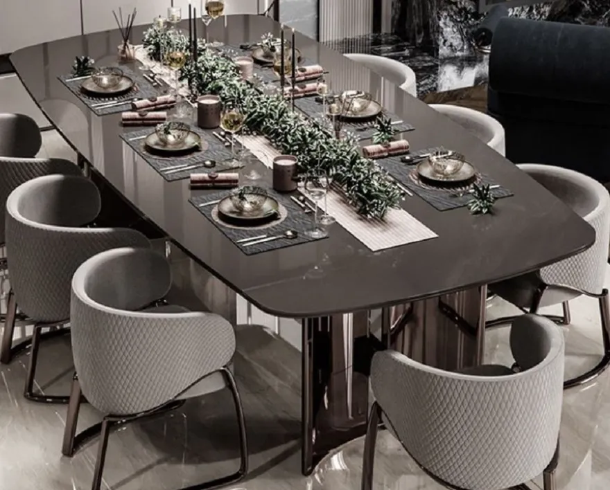 Casa Padrino Luxus Esstisch Grau / Bronze 240,5 x 112 x H. 76 cm - Rechteckiger Luxus Küchentisch - Esszimmer Möbel - Luxus Möbel