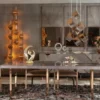 Casa Padrino Luxus Esstisch Grau / Kupfer 210 x 100 x H. 75 cm - Rechteckiger Küchentisch mit Massivholz Tischplatte und Metallbeinen - Esszimmer Möbel - Küchen Möbel - Luxus Möbel