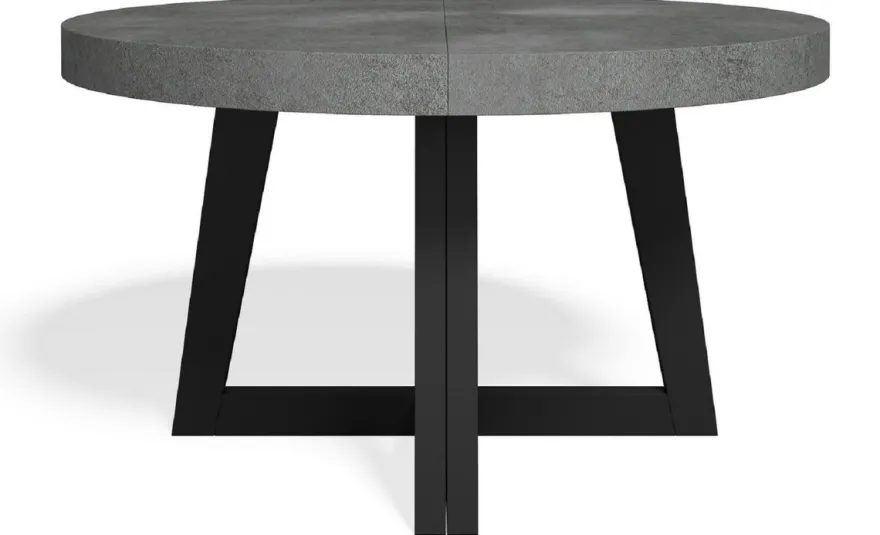 Casa Padrino Luxus Esstisch Grau / Schwarz 140-320 x 140 x H. 77 cm - Runder ausziehbarer Massivholz Konferenztisch - Esszimmer Möbel - Büro Möbel - Massivholz Möbel - Luxus Möbel