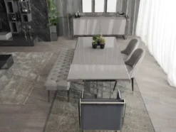 Casa Padrino Luxus Esstisch Grau / Silber 210 x 105 x H. 75 cm - Rechteckiger Küchentisch - Esszimmer Möbel - Küchen Möbel - Luxus Möbel - Luxus Einrichtung