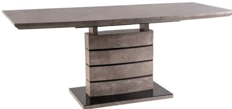 Casa Padrino Luxus Esstisch Grau / Schwarz 140-180 x 80 x H. 76 cm - Ausziehbarer Esszimmertisch in Betonoptik