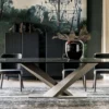 Casa Padrino Luxus Esstisch Hochglanz Schwarz / Titanfarben 200 x 120 x H. 75 cm - Esszimmertisch mit hochwertiger Keramik Tischplatte - Moderne Esszimmer Möbel - Luxus Qualität - Made in Italy