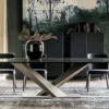Casa Padrino Luxus Esstisch Hochglanz Schwarz / Titanfarben 240 x 120 x H. 75 cm - Esszimmertisch mit hochwertiger Keramik Tischplatte - Moderne Esszimmer Möbel - Luxus Qualität - Made in Italy