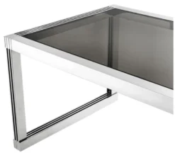 Casa Padrino Luxus Esstisch in silber mit Rauchglas 195 x 100 x H. 78 cm - Luxus Qualität