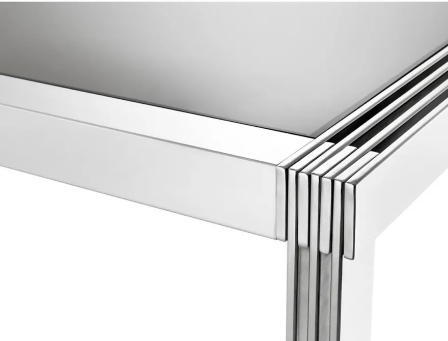 Casa Padrino Luxus Esstisch in silber mit Rauchglas 195 x 100 x H. 78 cm - Luxus Qualität