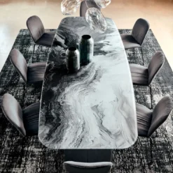 Casa Padrino Luxus Esstisch Mehrfarbig / Titanfarben 300 x 120 x H. 75 cm - Moderner Esszimmertisch mit Glasplatte - Luxus Esszimmer Möbel - Luxus Qualität - Made in Italy